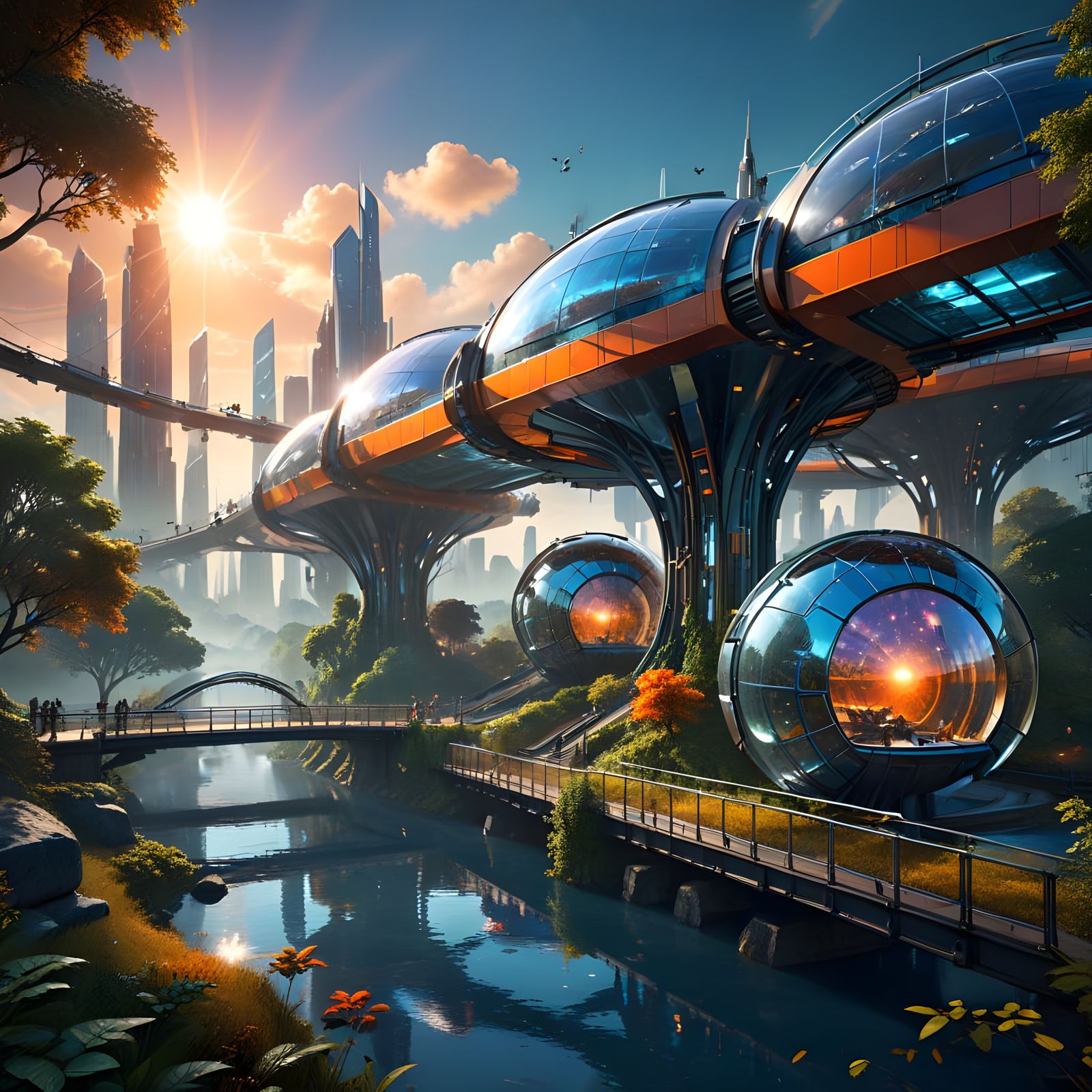 Surreal Futuristic Metropolis Blends Nature and Technology
