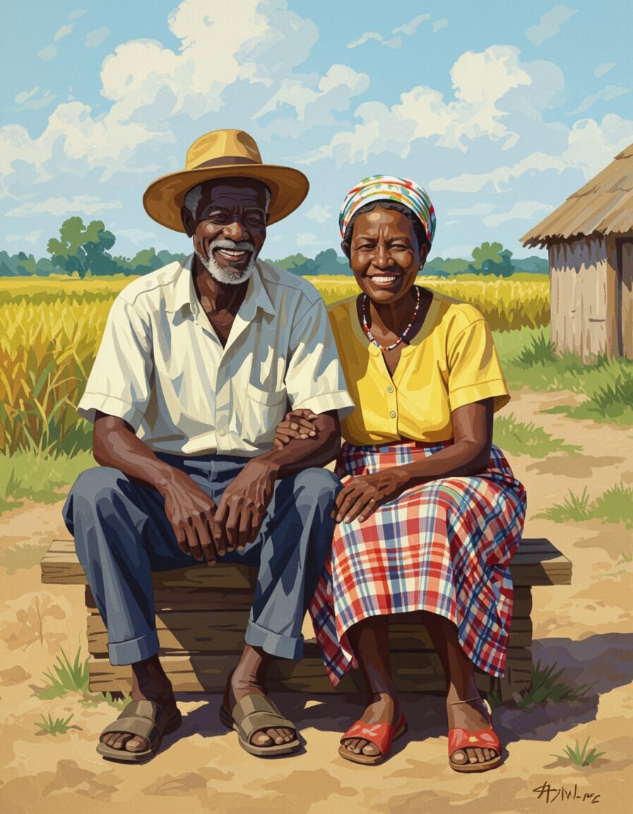 Afro-Cubism: Happy Sharecropper Couple from Early 20th Centu...