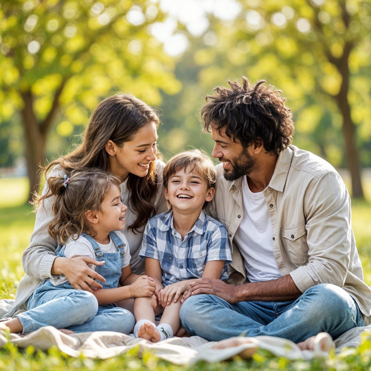 Family Playing Together Outdoors