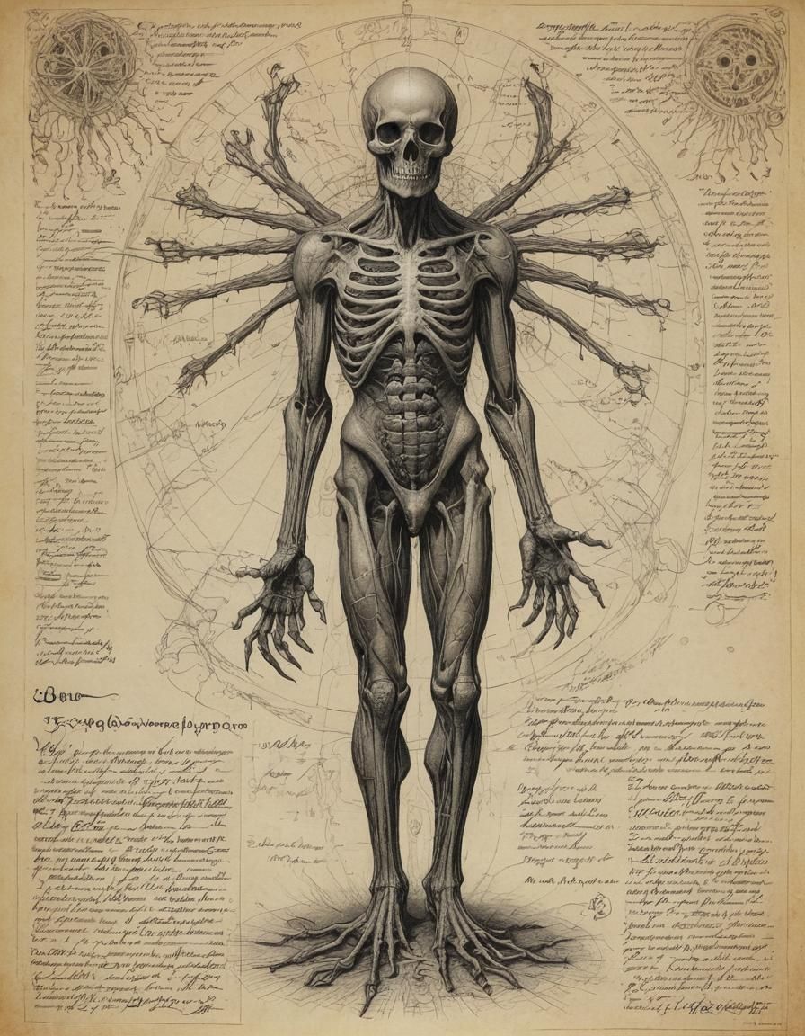 Necronomicon Divine Calligraphy in Beksiński Style