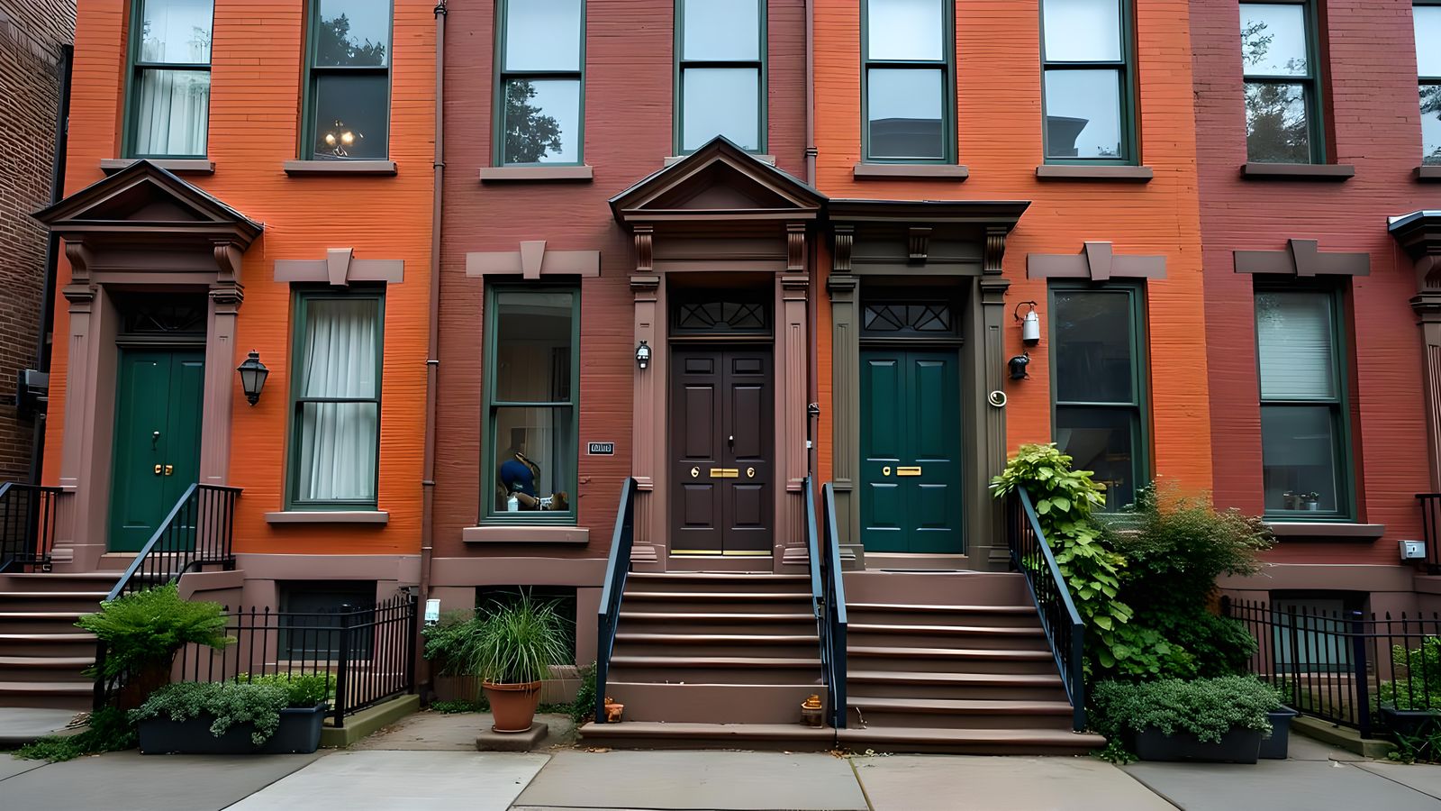 Vintage Brownstone Building in Wes Anderson Style