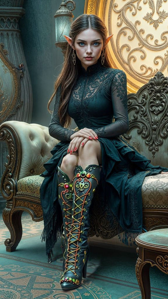 Elegant Elf Woman in Cyberpunk Dream