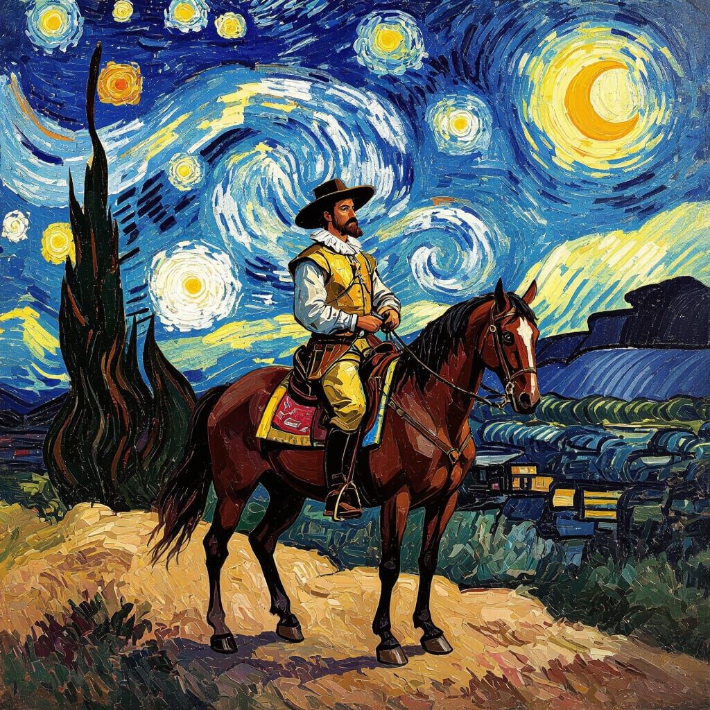 Don Quixote Inspired by Van Gogh's Starry Night