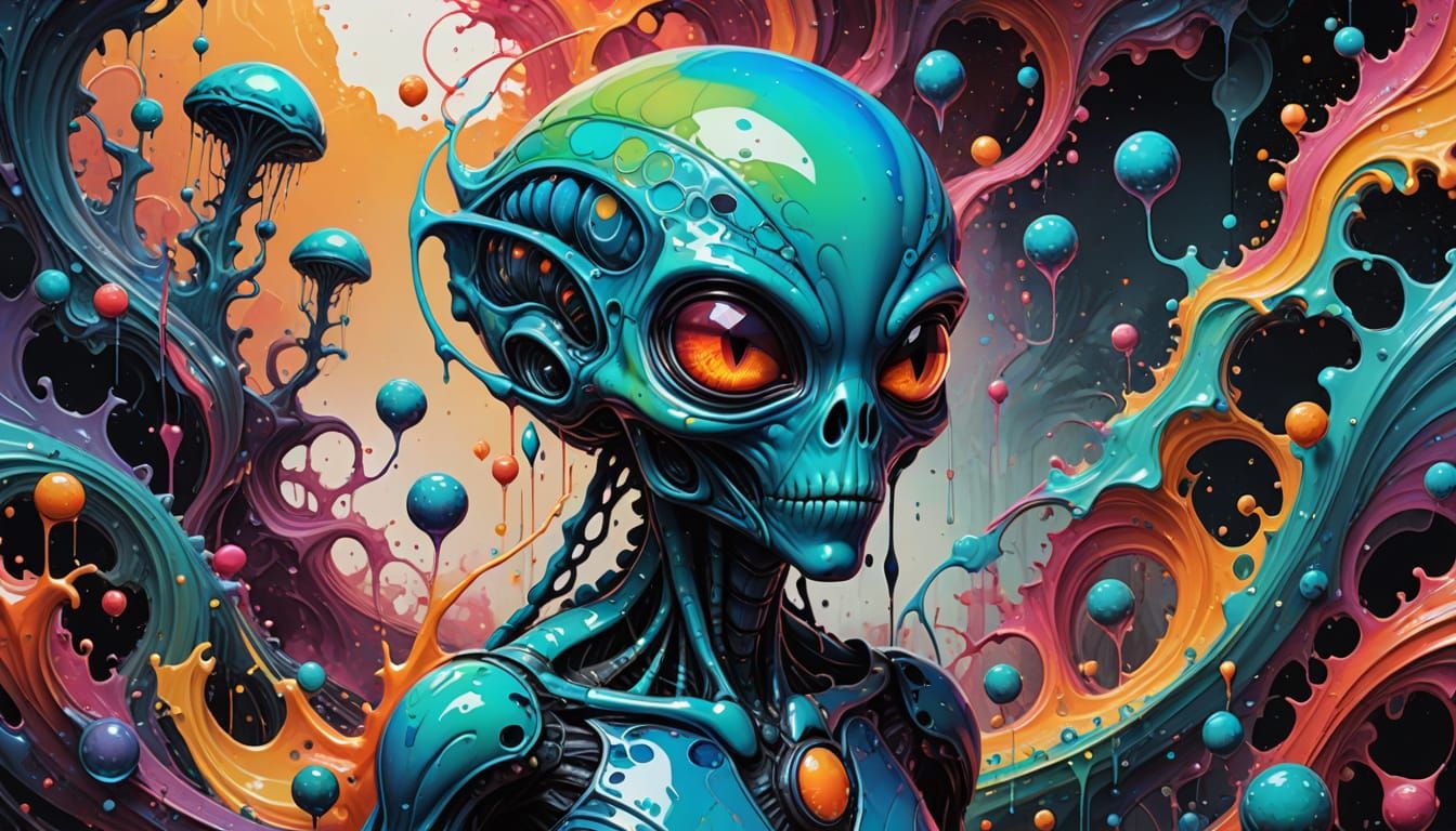 Dreamlike Alien Landscape in Whimsical Painterly Style