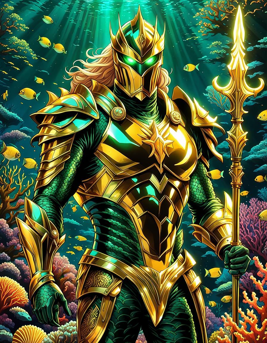 NEON KNIGHT: Golden Aquatic Warrior Armor (Evolved - Anime S...