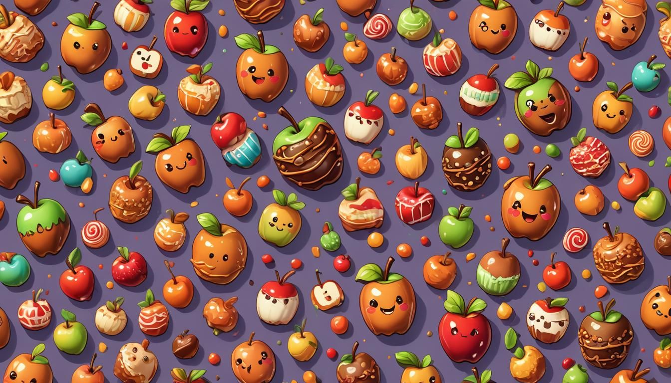 Autumn Chibi Caramel Apple with Kawaii Smile