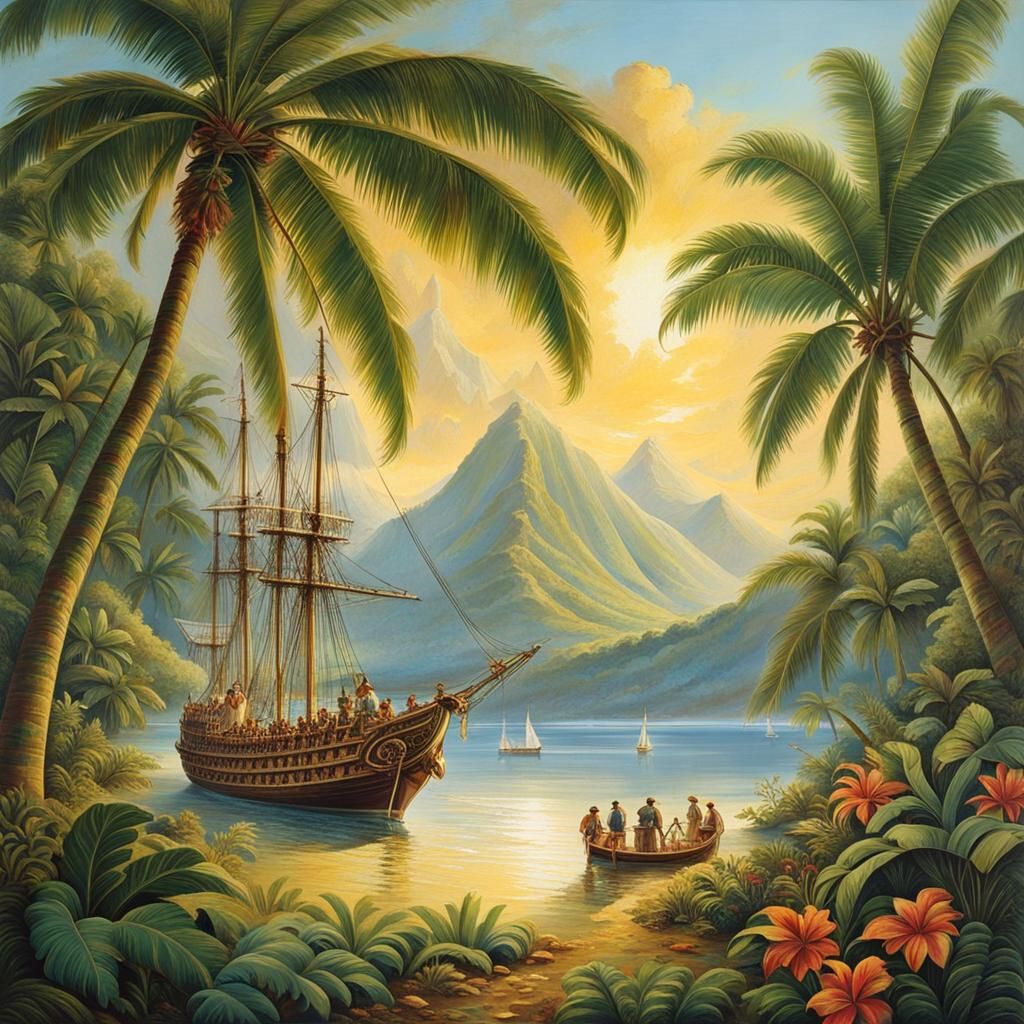 Captain Cook's Endeavour Lands in Tahiti, 1768