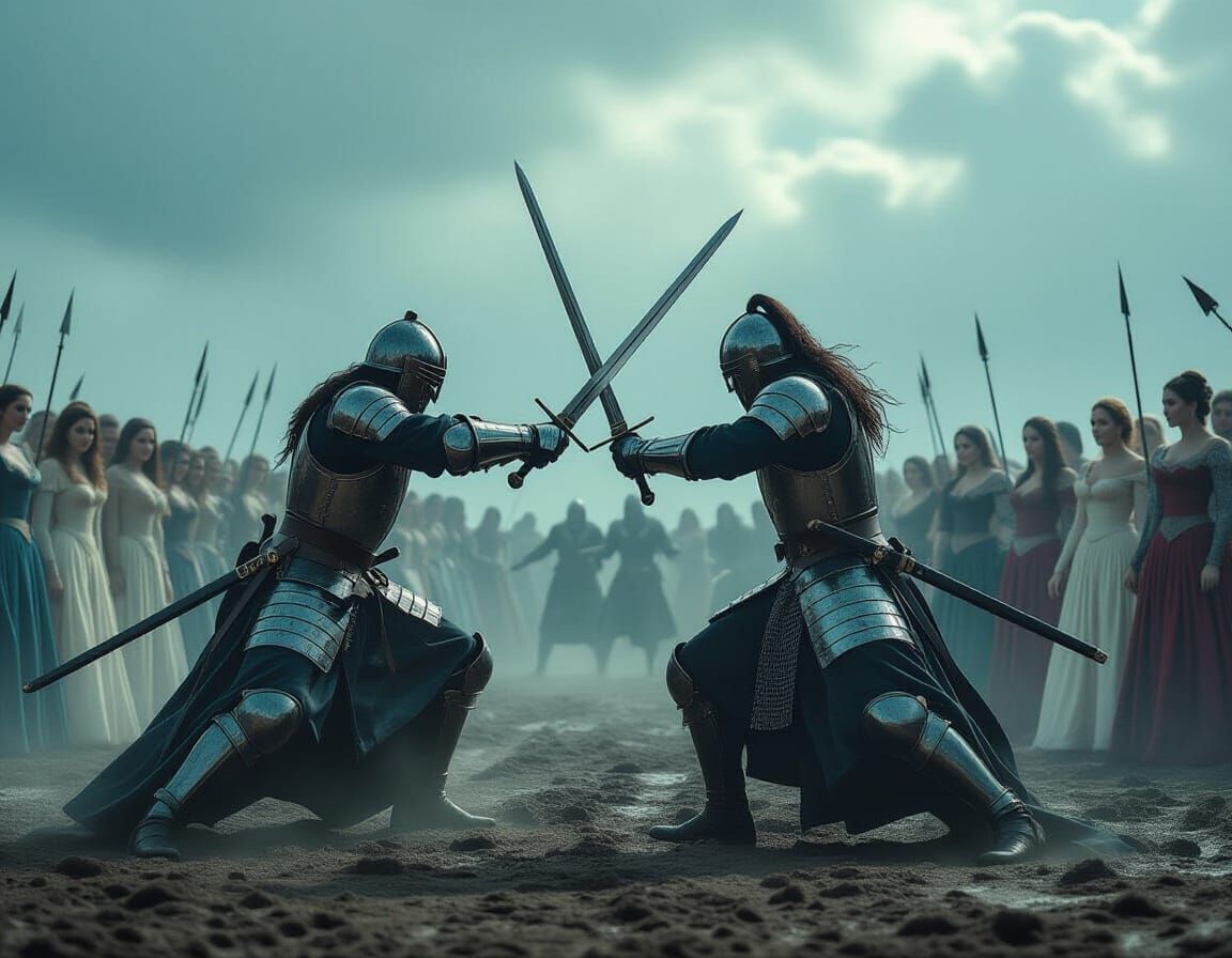 Two knights engaged in a mortal combat
