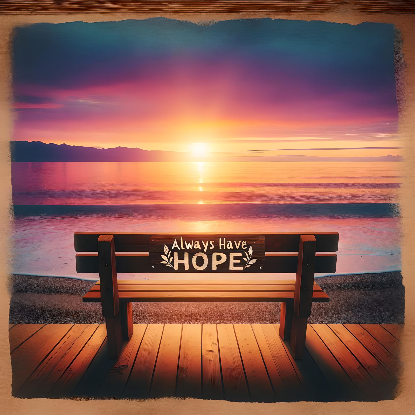 Sunrise Over Ocean Bench: Always Have Hope