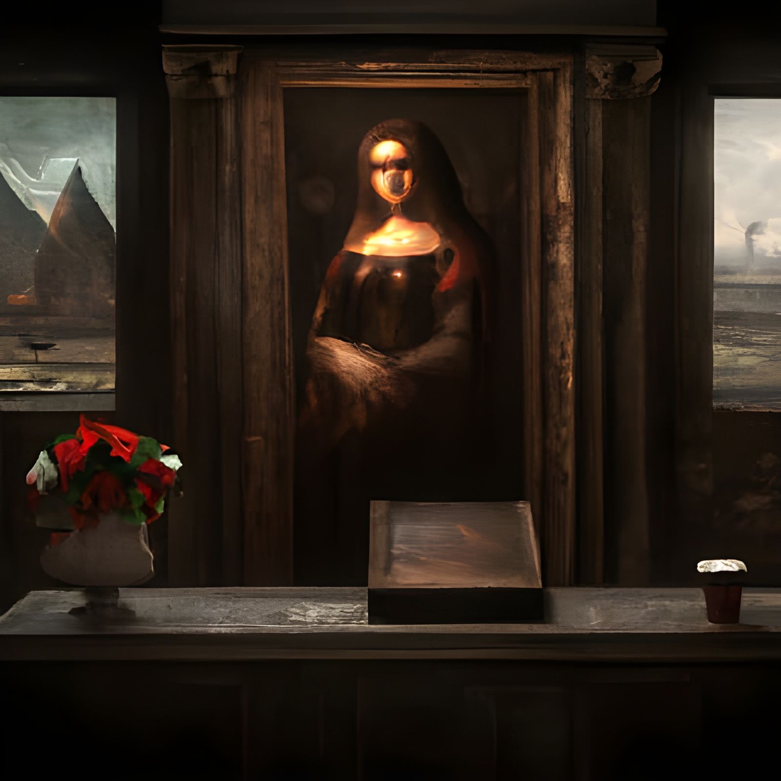 Mona Lisa: Dark Devilish Angel in Matte Painting