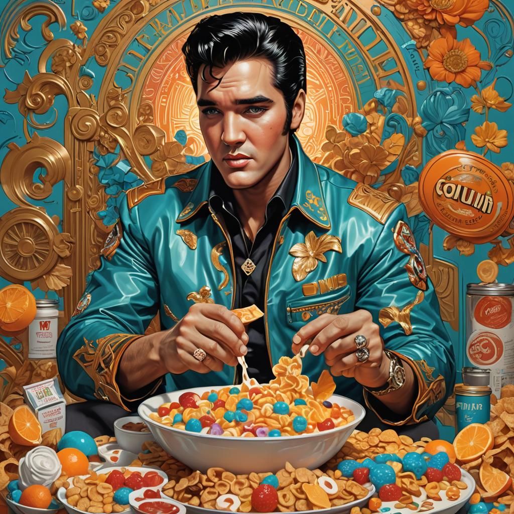 Elvis Presley Cereal Box Cover in 8K