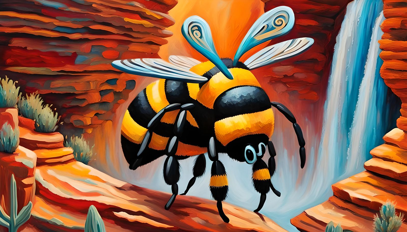 Hopi Bumblebee Kachina in Impasto Style