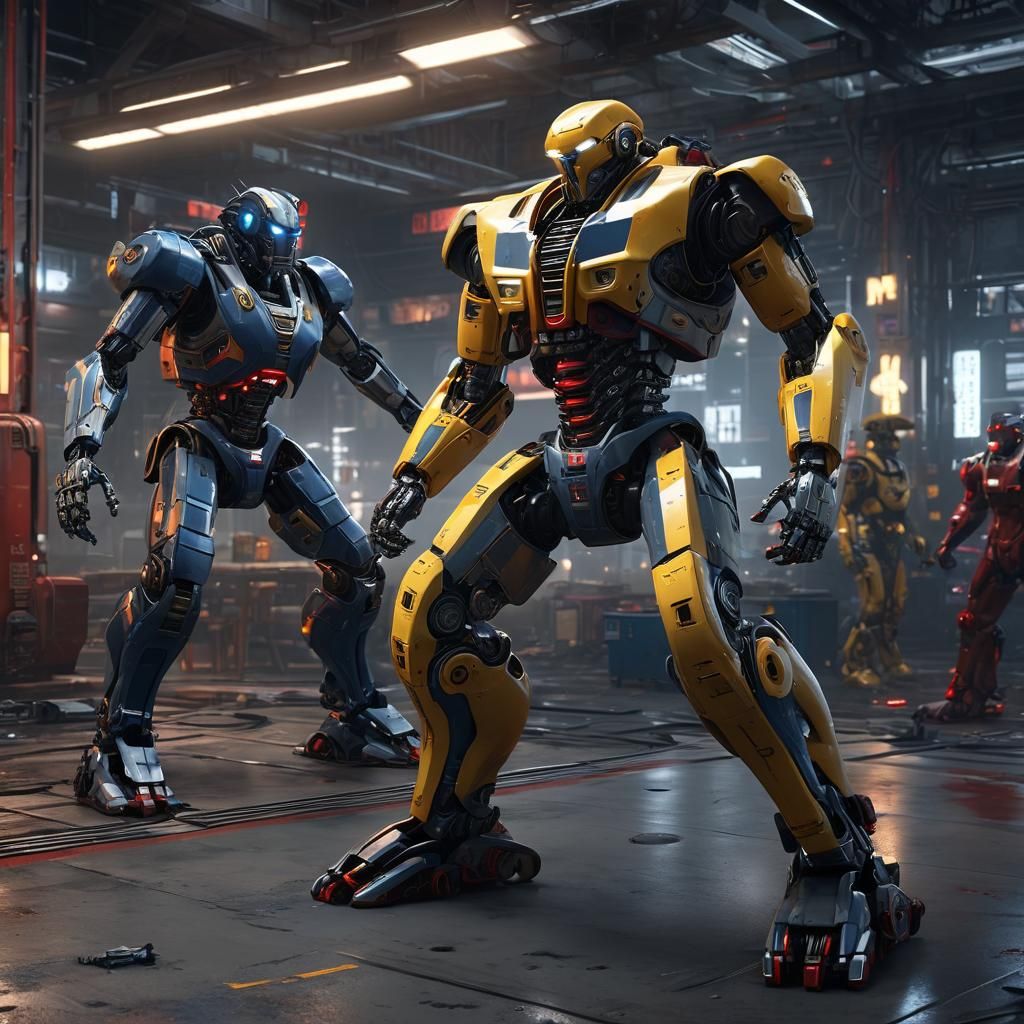 Sci-Fi Robot Battle in Hyper-Realistic Detail