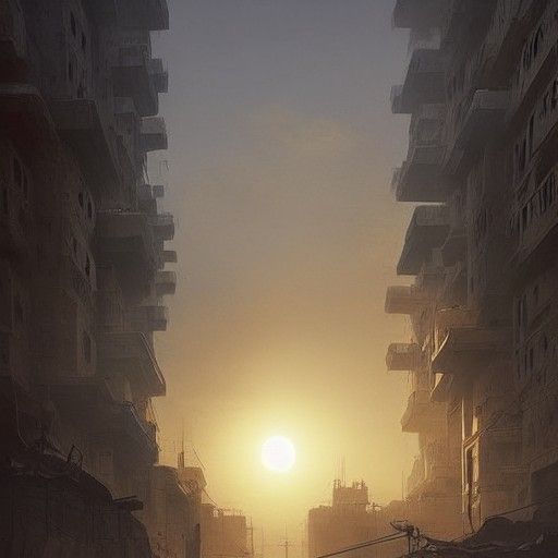 Post-Apocalyptic Egyptian City Sunrise: Digital Art