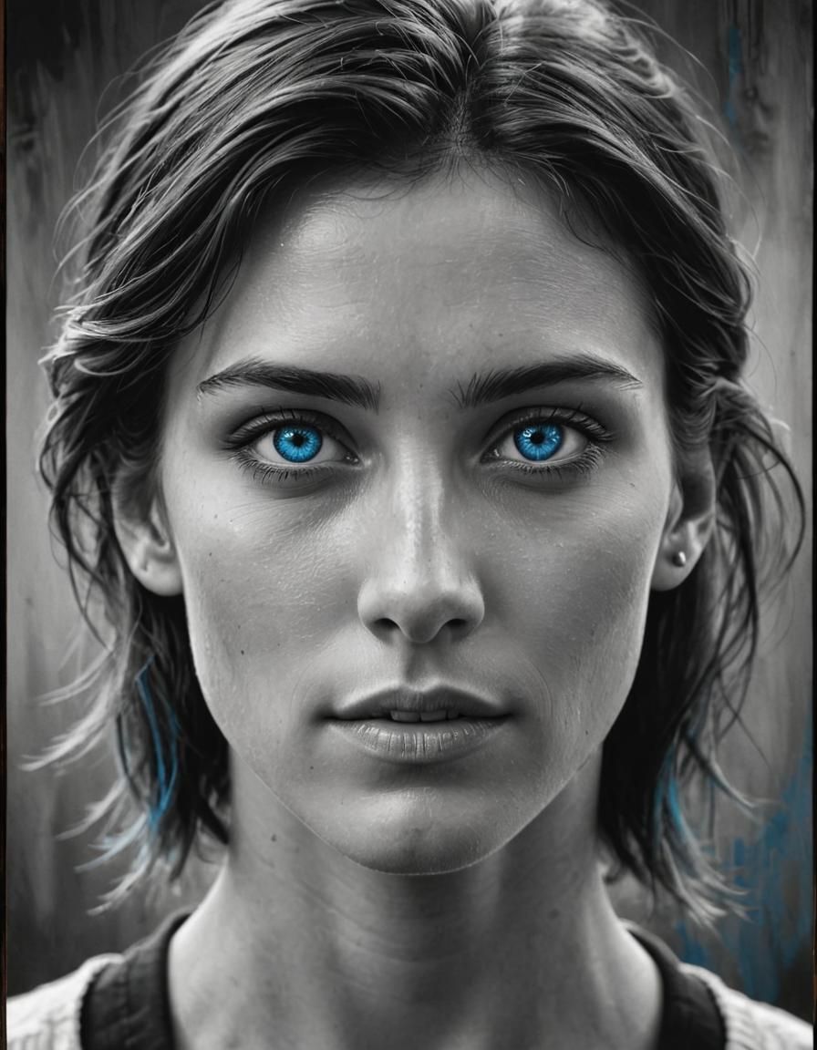 Striking Portrait with Vibrant Blue Eyes