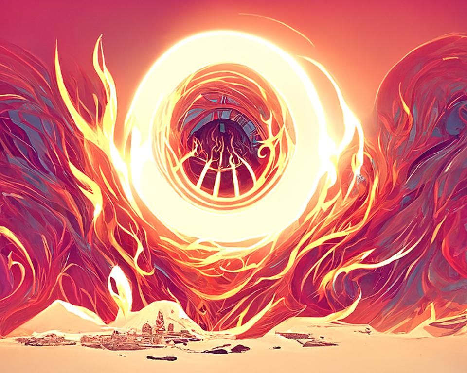 Infernal Ring of Flames and Fire Portal in Digital Art