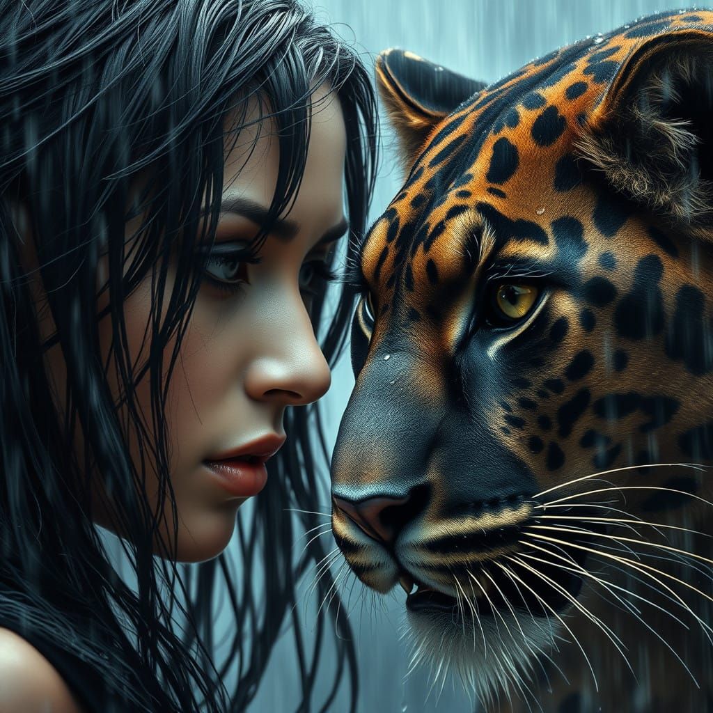 Ethereal Beauty Captured in Intense, Close-Up Gaze