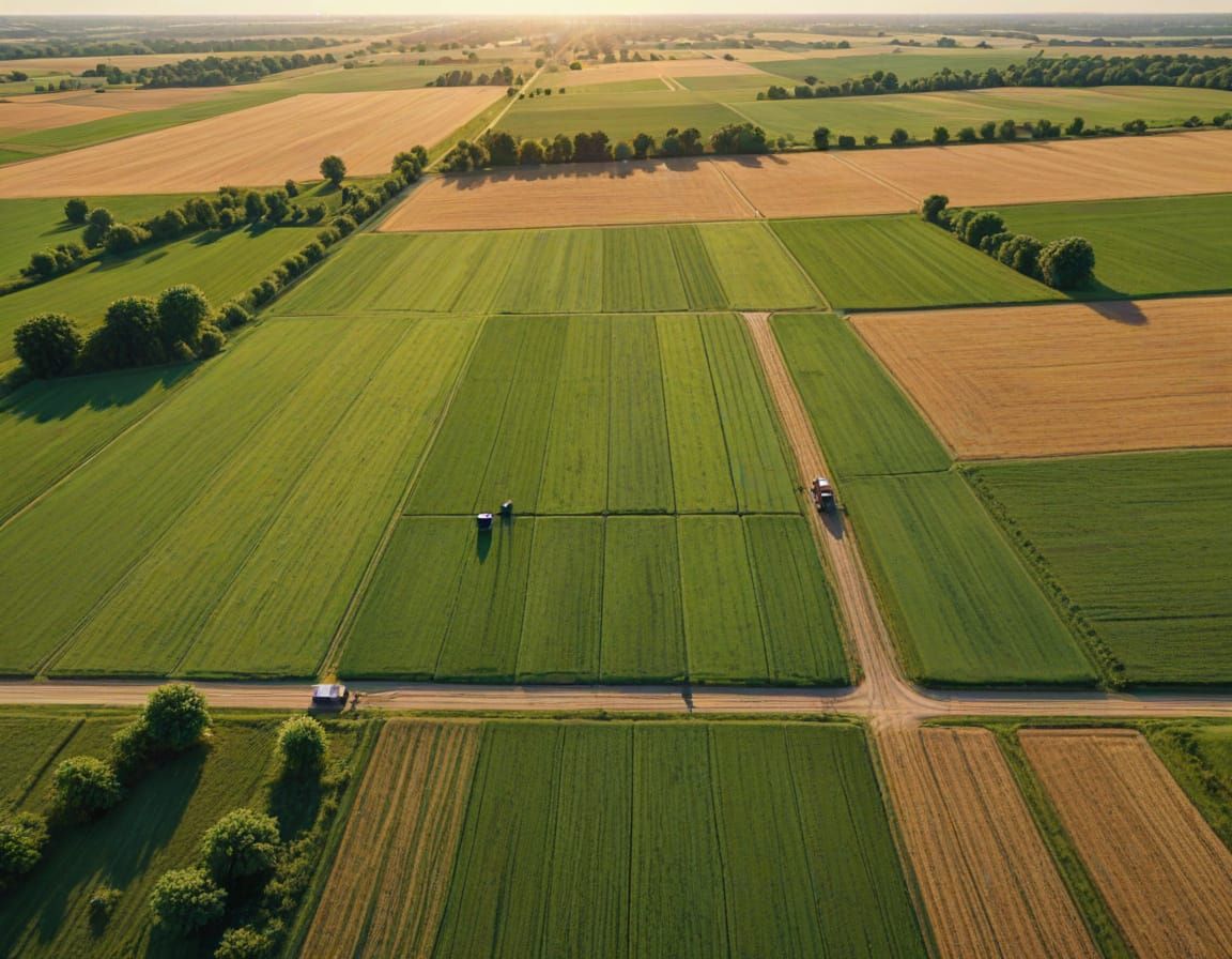 Bird's-Eye View of Iowa Farmland in Summer
