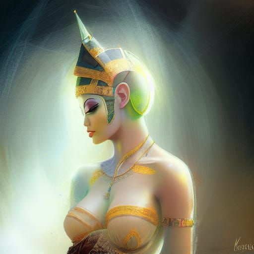 Egyptian Sphynx Bride with Volumetric Lighting