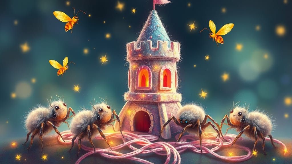 Fluffy Baby Spiders Weave Magical Castle Turret