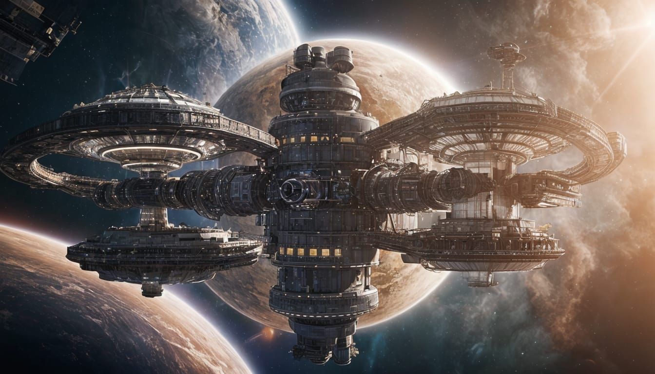 Giant Space Station in Gas Giant Atmosphere