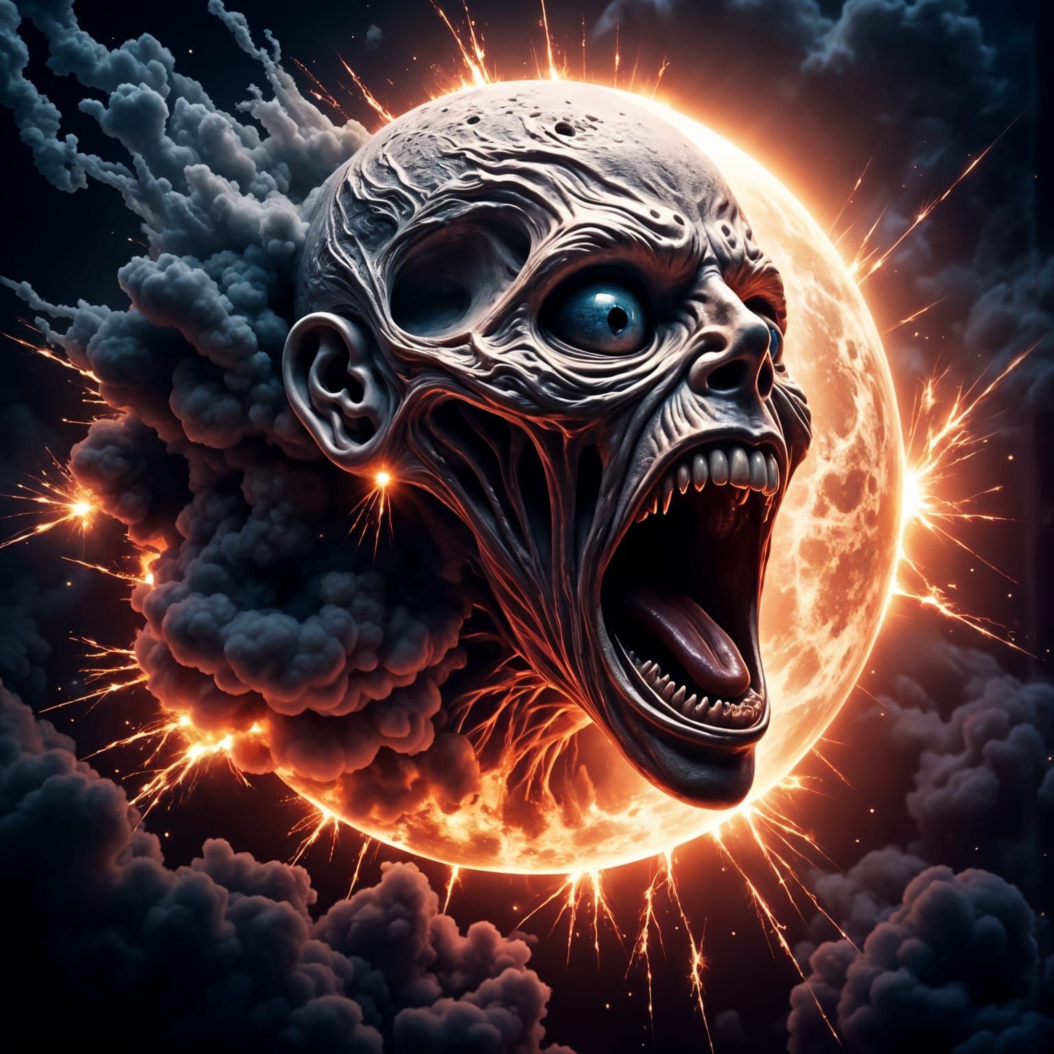 Hyperrealistic Moon in Agony as Traditional Man-in-the-Moon ...