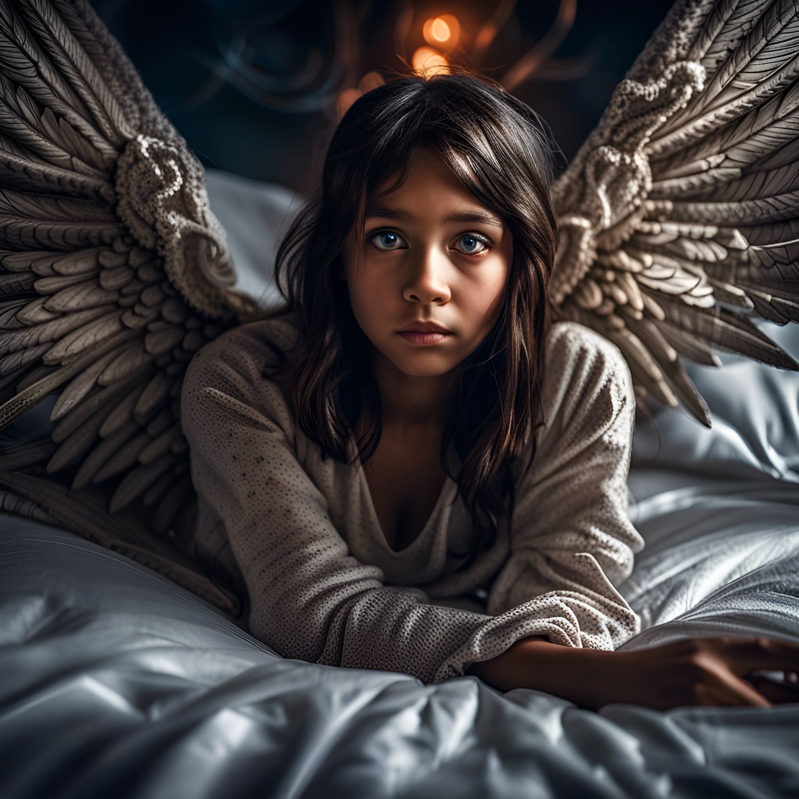 Hyperrealistic Angel Girl with Third Eye