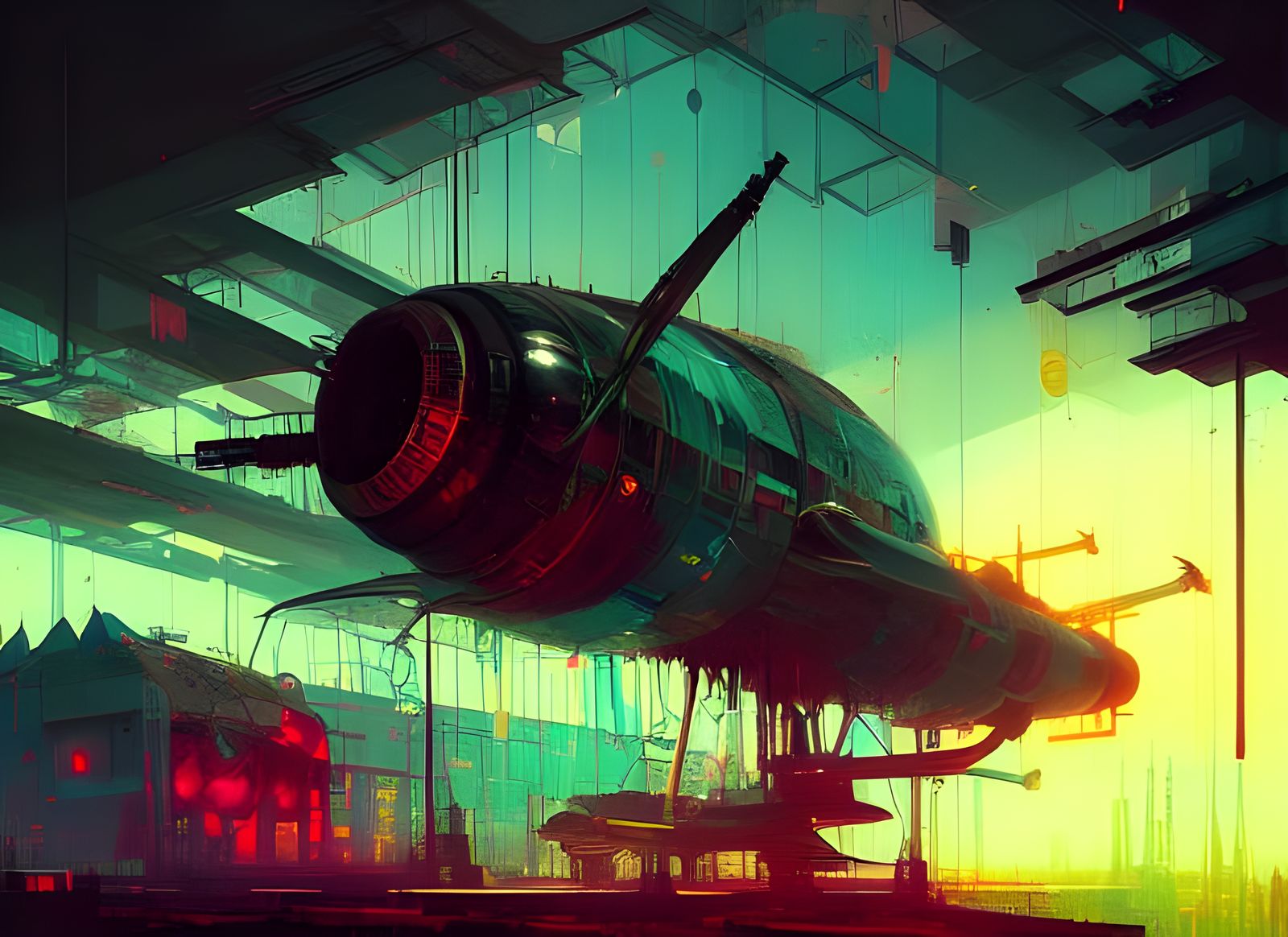 Atompunk Pilot in Retro Futuristic Space Station