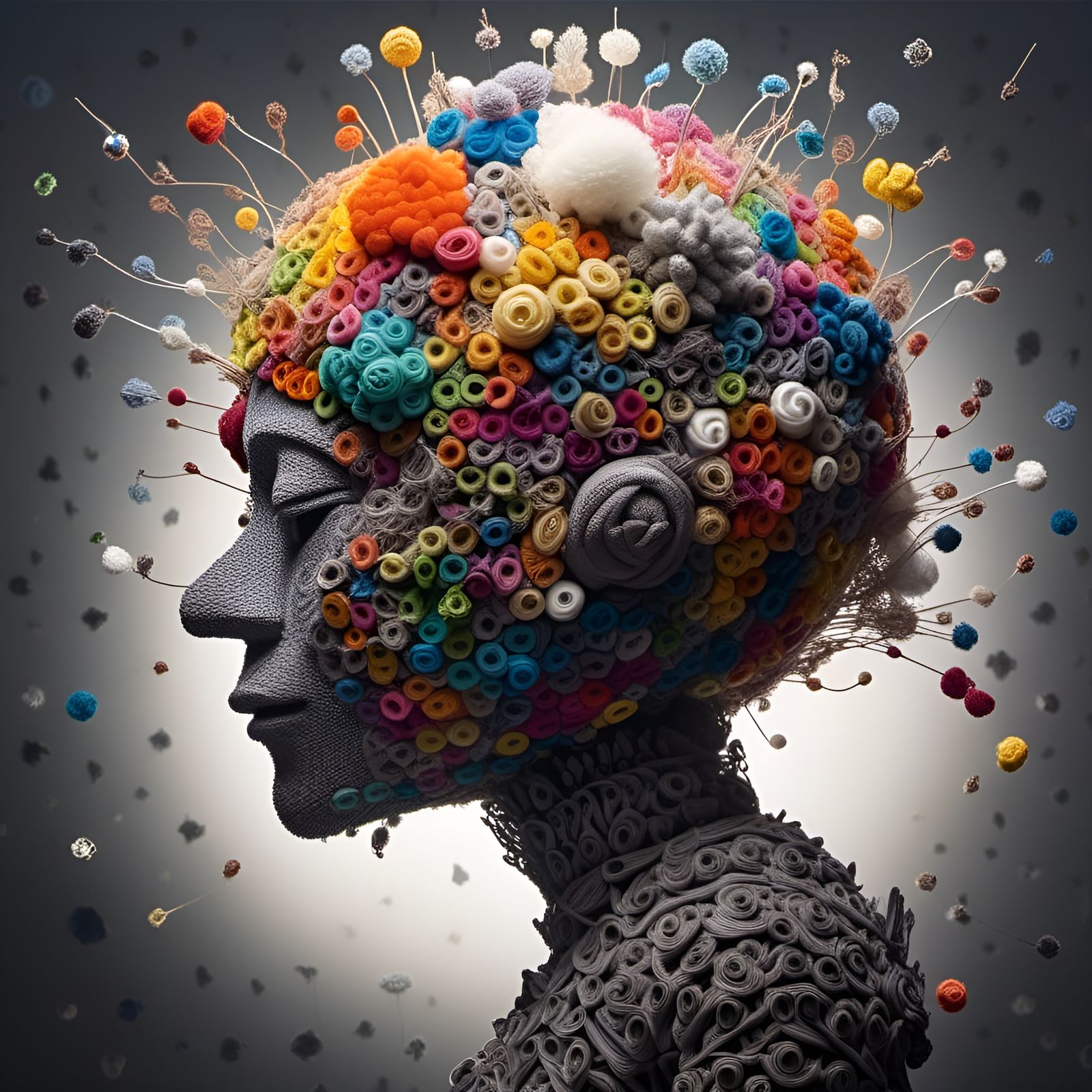 Humanoid Smoke Portrait in Quilling Style