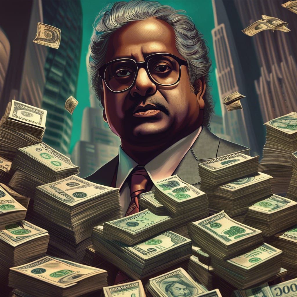 Retro Raj Rajaratnam with Financial Collapse, Detailed Matte...
