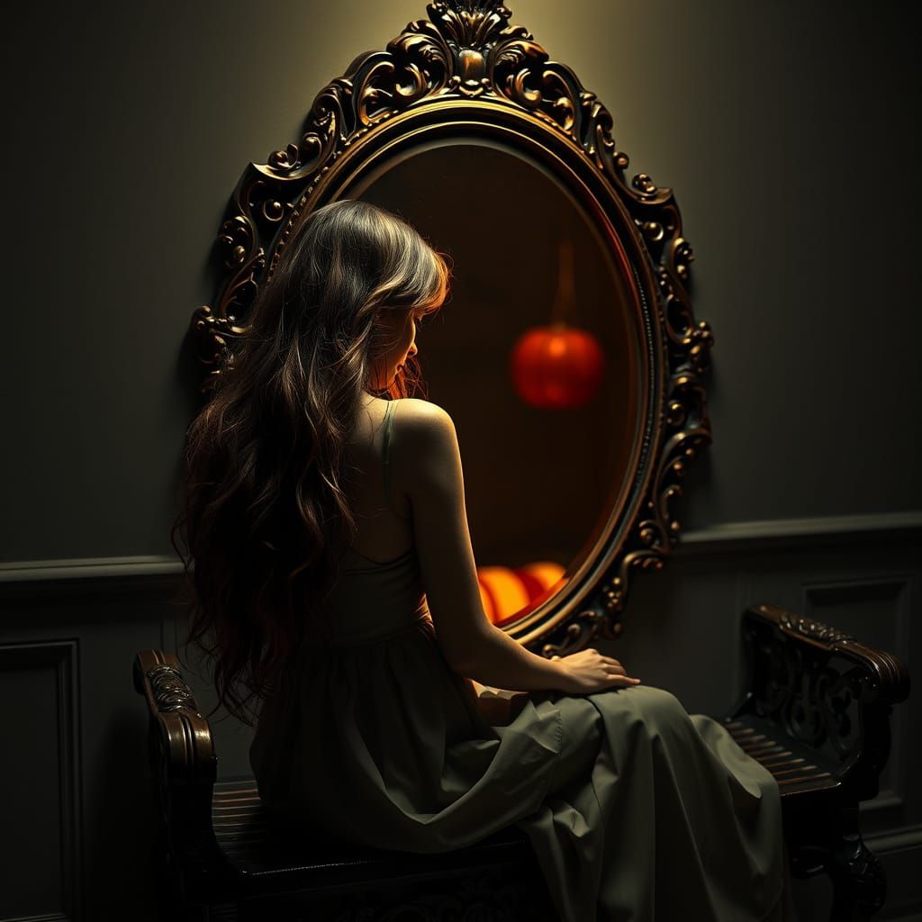 Elegant Woman Contemplates in Monochromatic Luxury