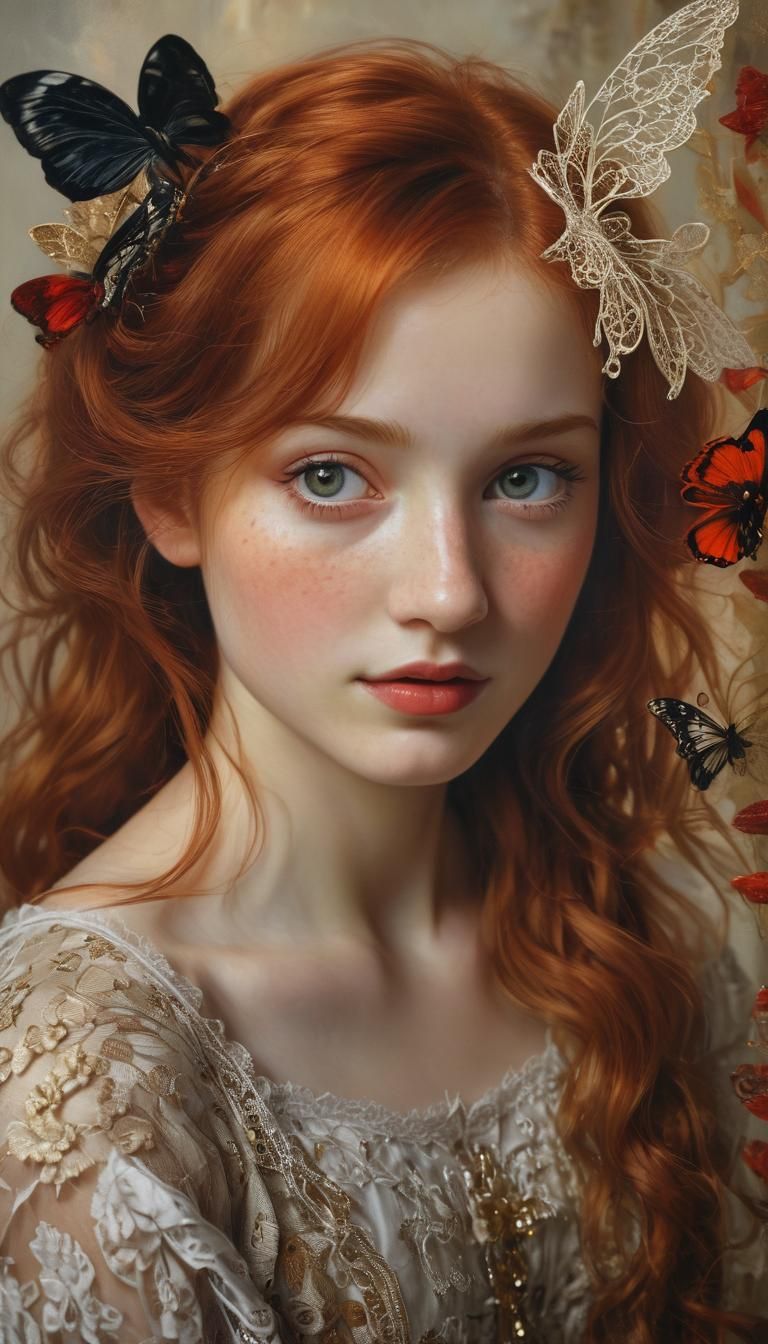Beautiful Fairy Portrait in Oil on Canvas with Intricate Det...