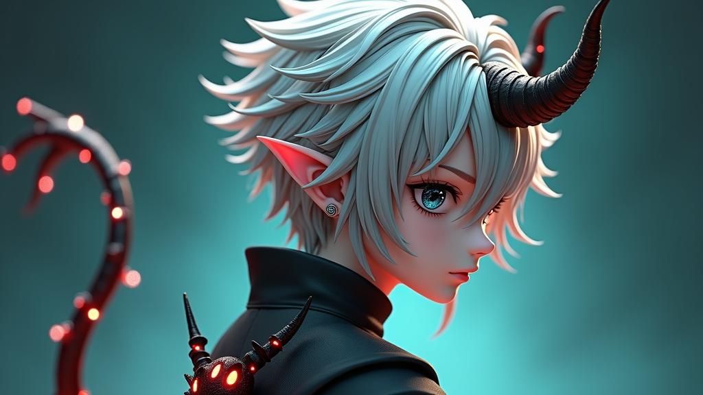 Elegant Demon in 3D Anime Art Style