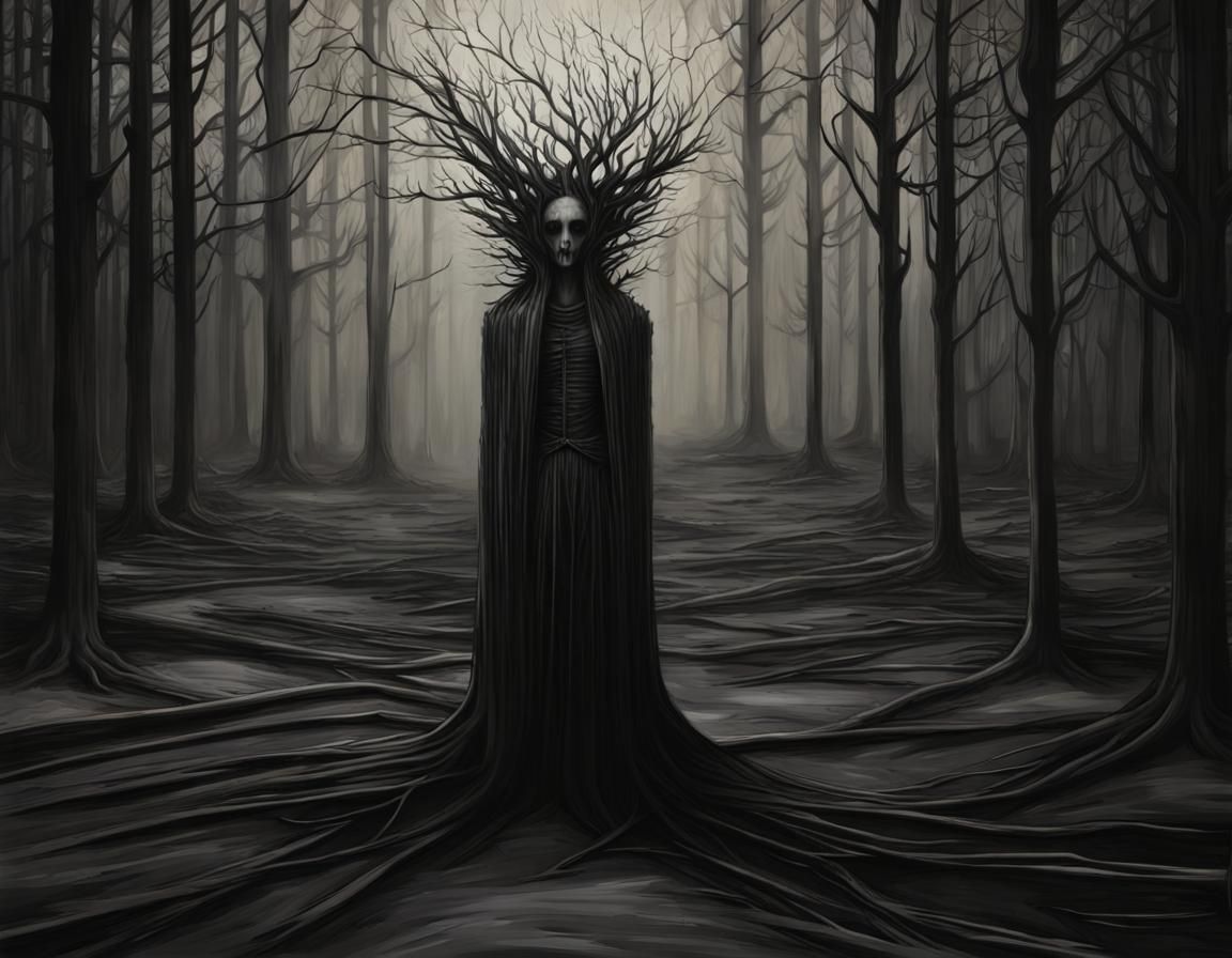 Dark Surreal Hollow Husk in Liminal Space