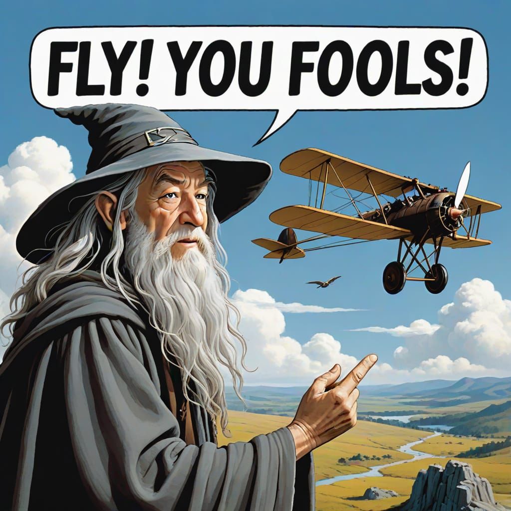 Gandalf Witnesses Wright Brothers First Flight