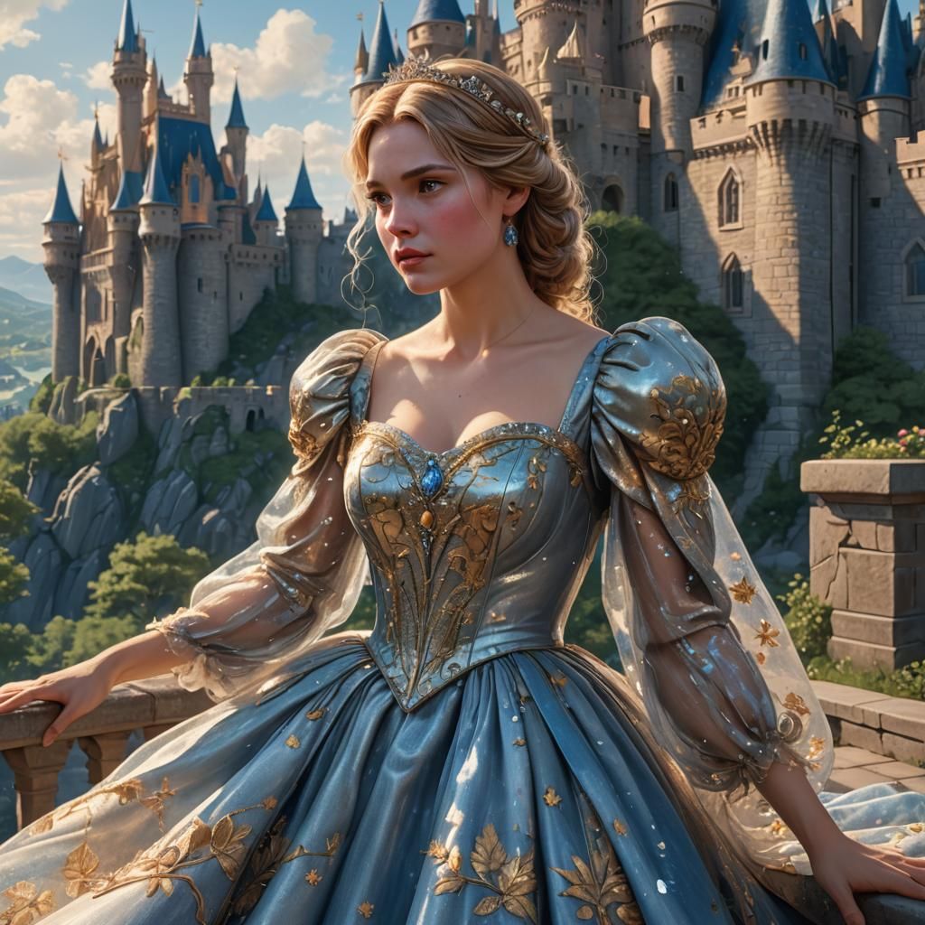 Cinderella Portrait with Castle, Artgerm Style