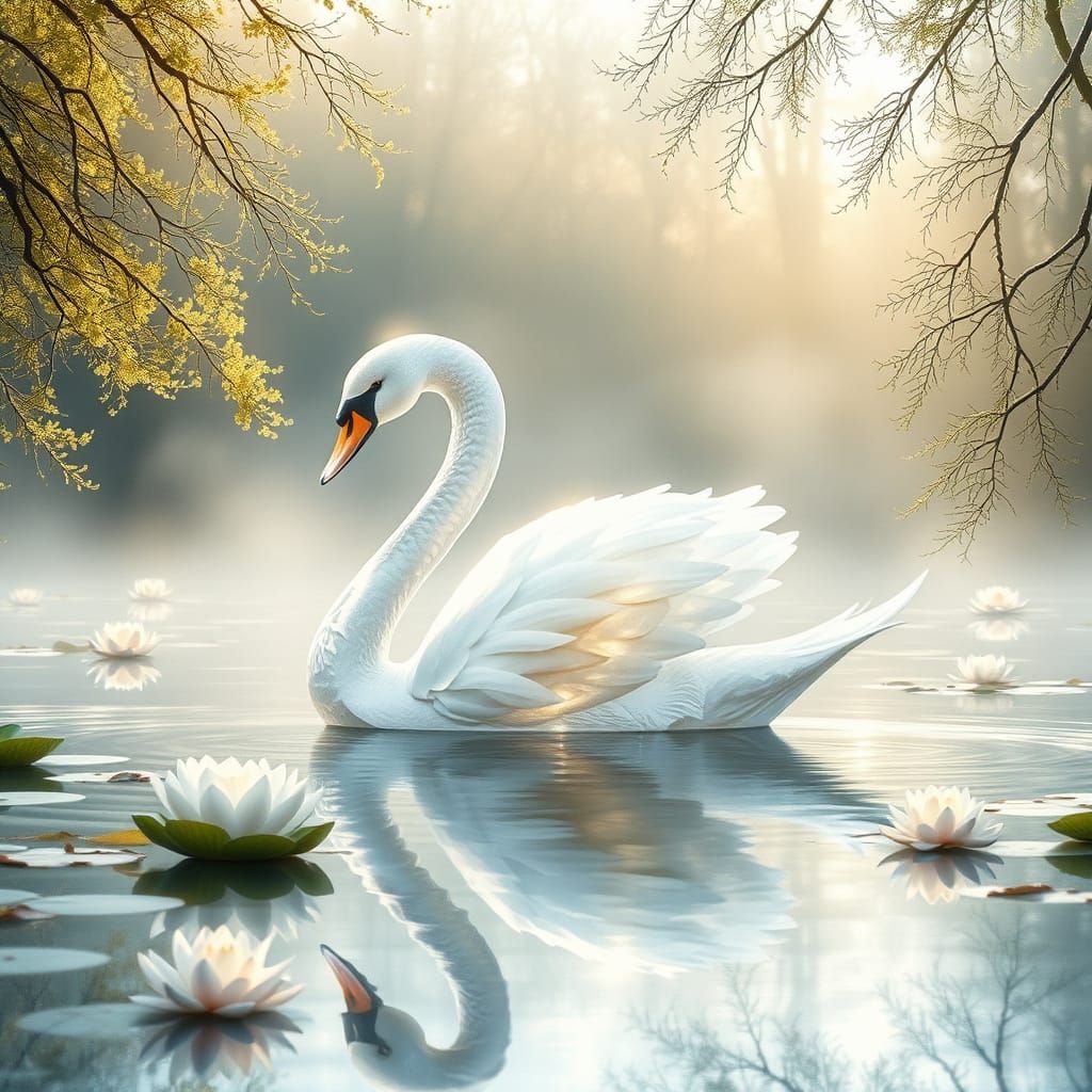 Elegant Swan in Watercolor Style