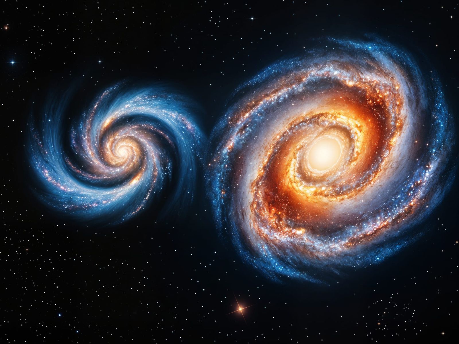 Distant View of Two Spiral Galaxies Colliding