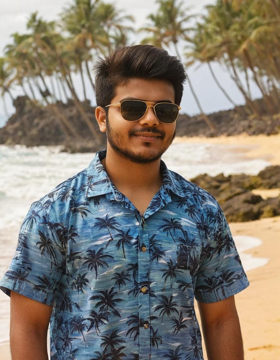 Hawaiian Beach Scene in Impressionist Style