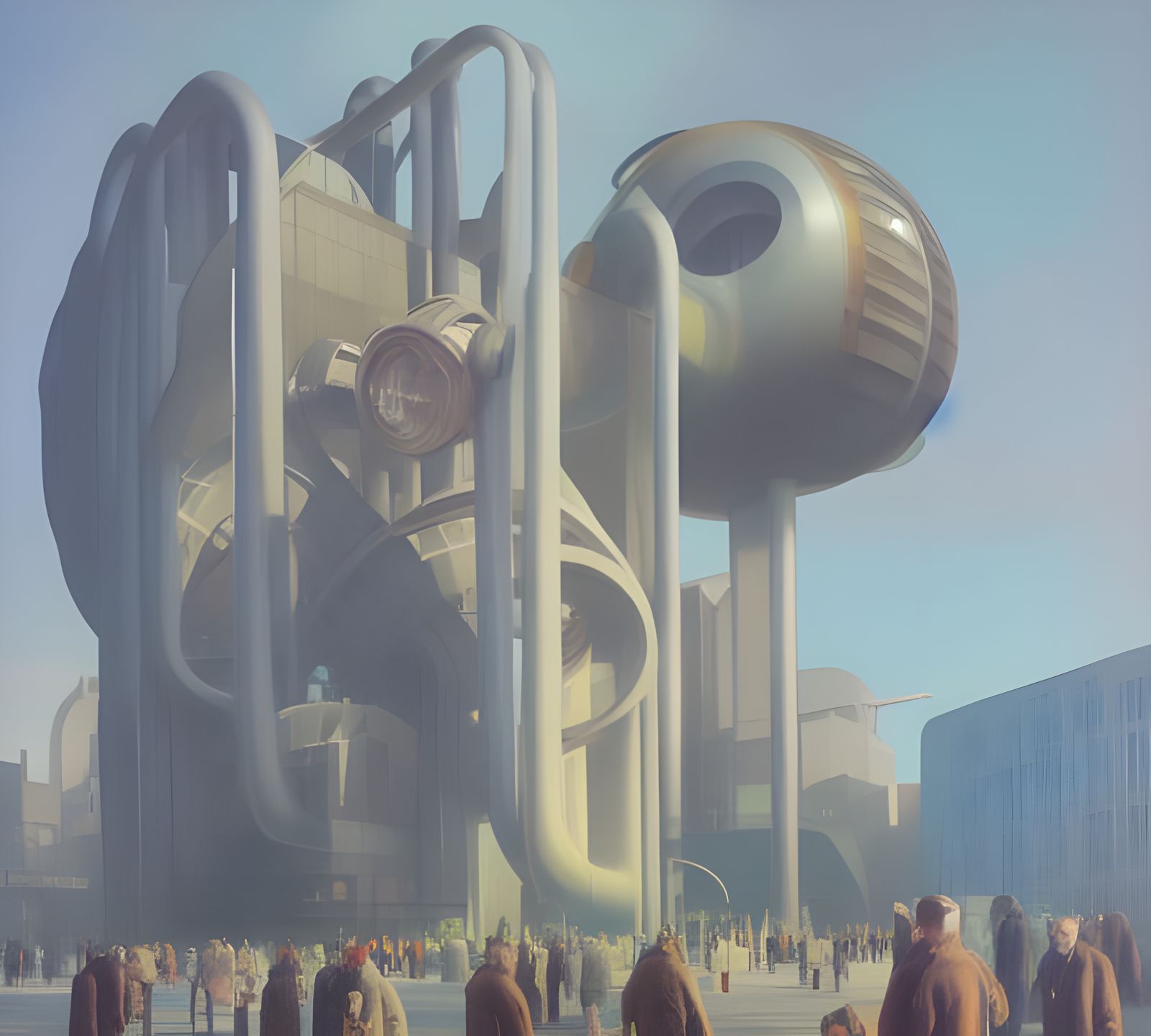 Retrofuturistic Metropolis at World's Fair in Vaporwave Styl...