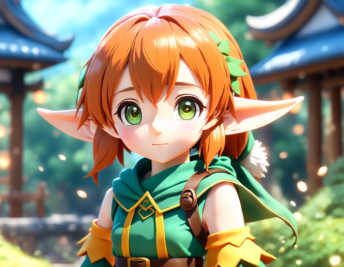 Anime Elf Adventurer in 3D Art Style