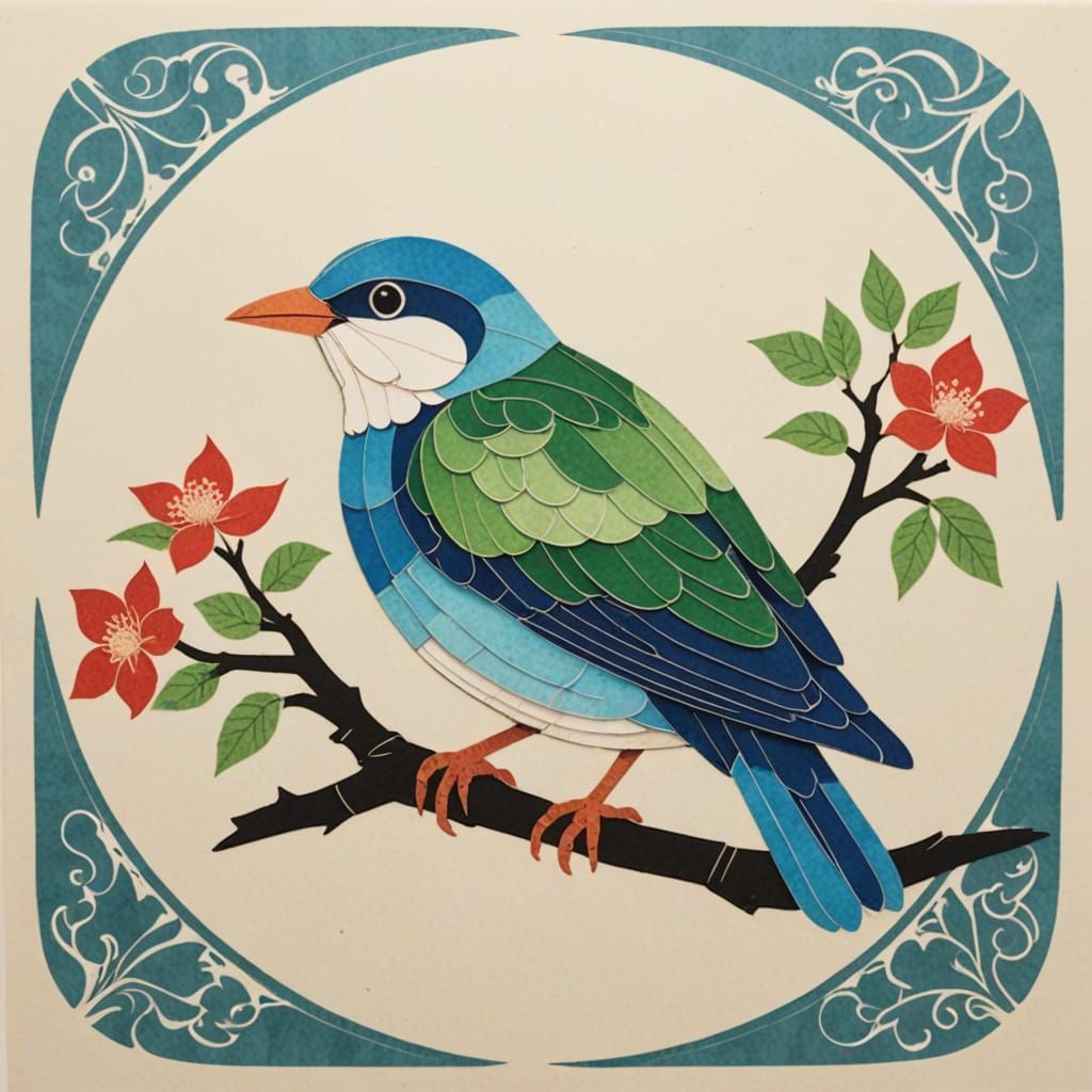 Origami Bird Crafted from Japanese Paper