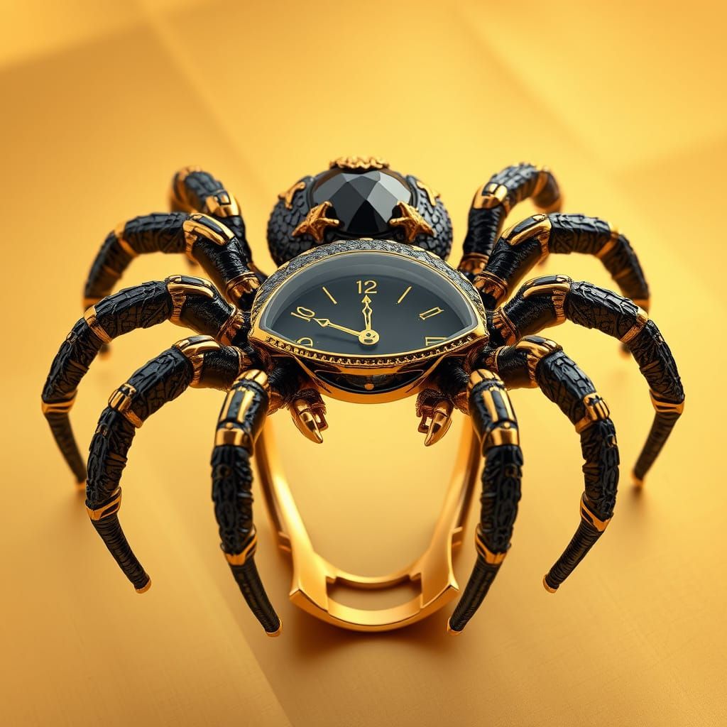 Luxurious Tarantula-Inspired 3D Watch in Black Gold