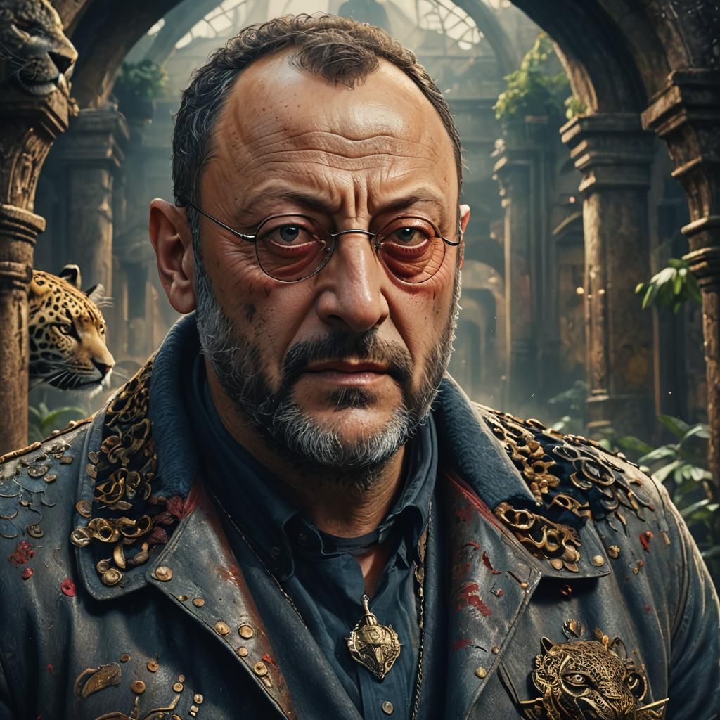 Jean Reno as Jaguar: Detailed Fantasy Portrait