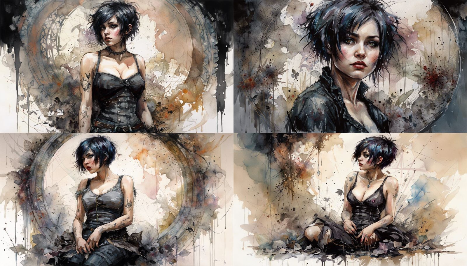 Curvy Goth Girl with Embarrassed Expression