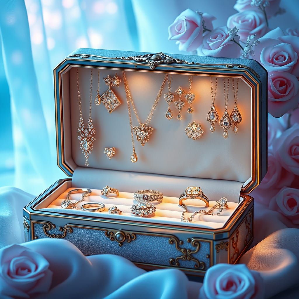 Luxurious Jewelry Box in Art Nouveau Style
