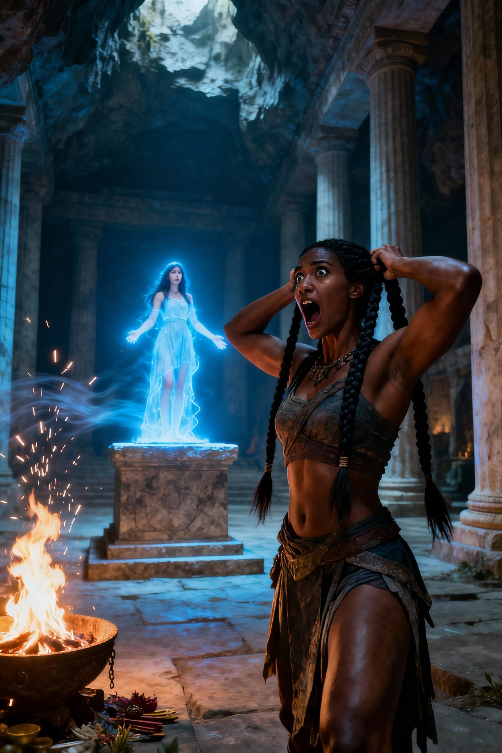 Mari Miracle Consults Oracle in Cavernous Temple