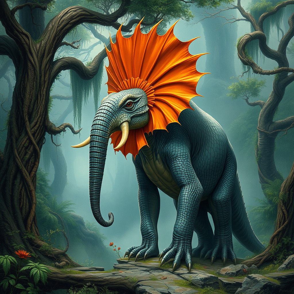 frilled dragon lizard and elephant hybrid