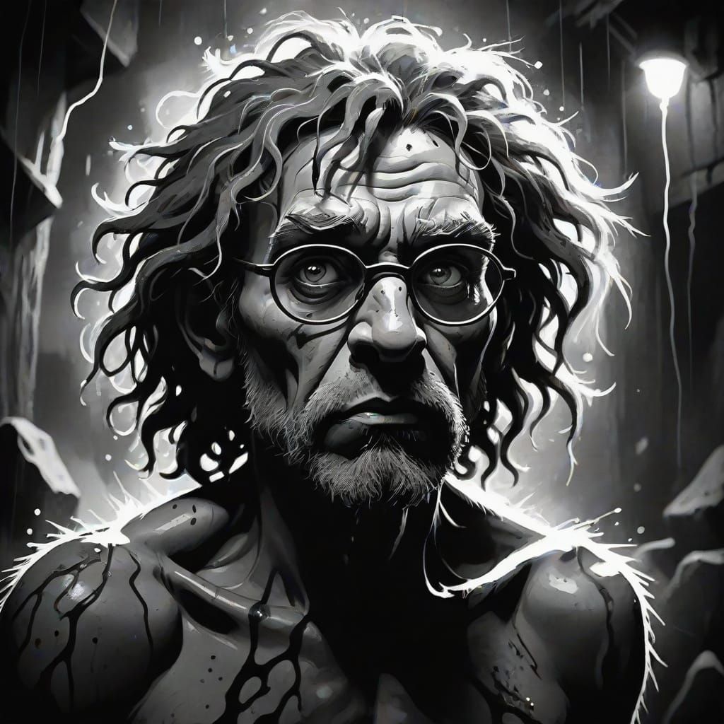 Film Noir Sketch: Woman with Futuristic Glasses