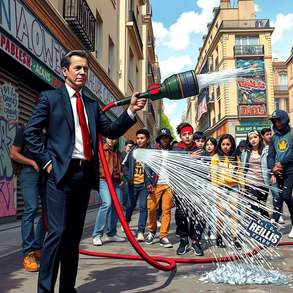 Parisian Banlieue Street Scene in Streetwear Style